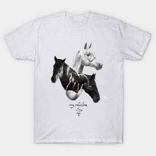 Horses Artistic black and white Painting Decorative - for horse lovers T-Shirt